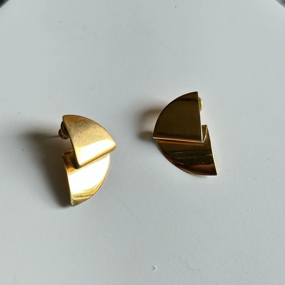 Vintage Monet Geometrical Folded Earrings